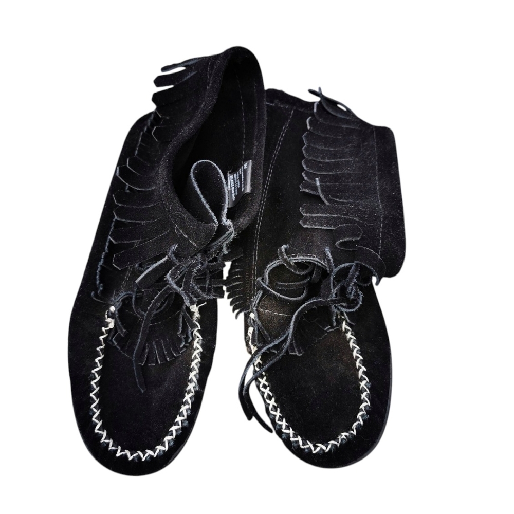 Black Fringe Moccasins